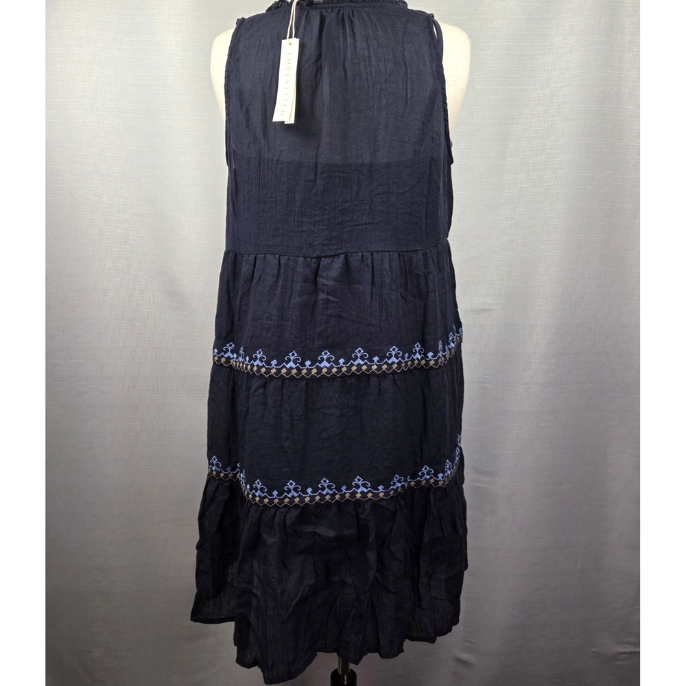 LOVESTITCH Blue Sleeveless Midi Dress Women's Large Embroidered Boho‎ Resortwear - Picture 3 of 8